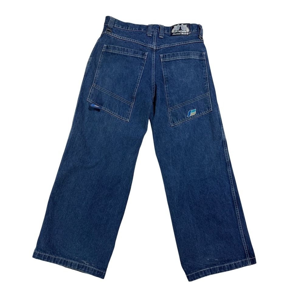 Vintage Kikwear American Made '91 Wide Leg Jeans 34 Button Fly Rave Skater
